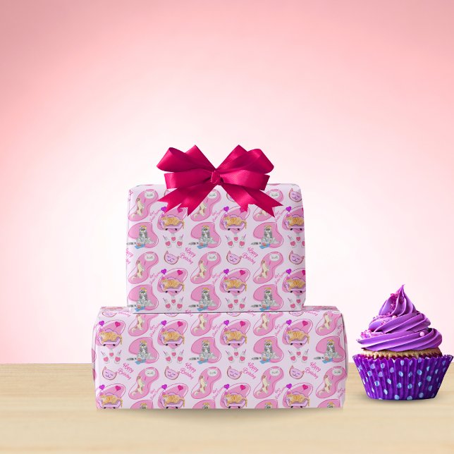 Papel De Presente Feliz Aniversário Gatos Fazem Uma Festa (Criador carregado)