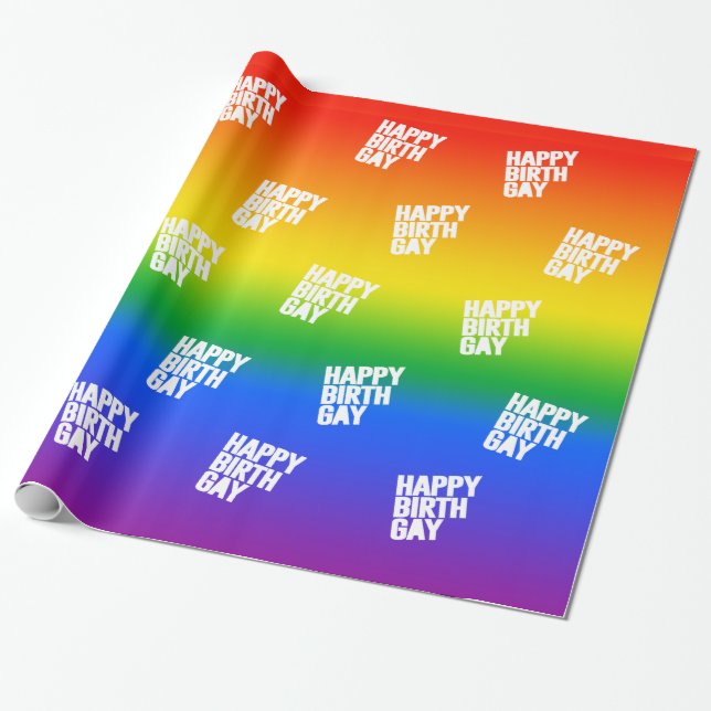 Papel De Presente Feliz Aniversário Gay (Desenrolado)