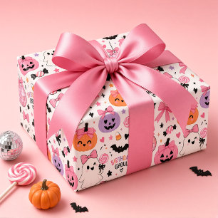 Papel De Presente Feliz Aniversário Ghoul Rosa Halloween Assustadora