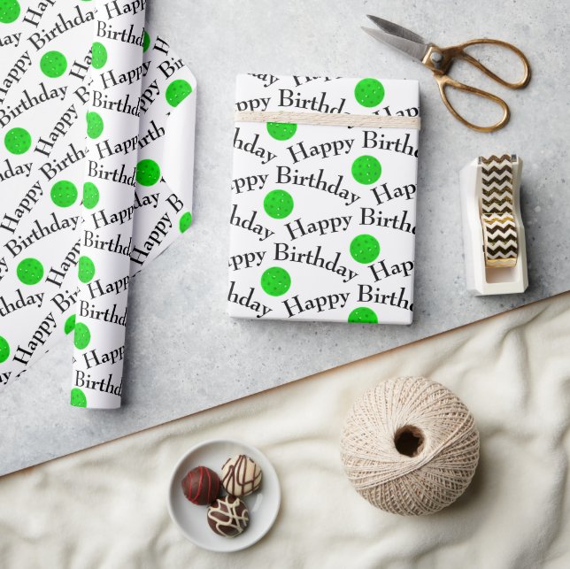 Papel De Presente Feliz Aniversário Gola Verde Em Branco (Artesanato)