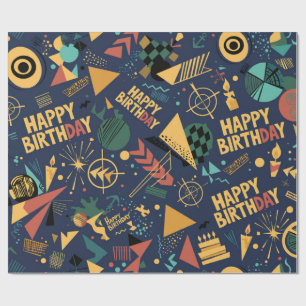 Papel De Presente Feliz Aniversário, Homem Forte