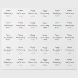 Papel De Presente feliz aniversário marrom cinza nome data casal mod