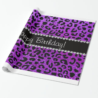 Papel De Presente Feliz aniversário, néon roxo, manchas de chita