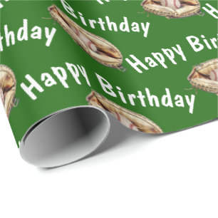 Papel De Presente Feliz aniversário no beisebol de luva