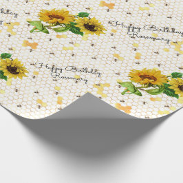 Papel De Presente Feliz Aniversário ou Aposentadoria Girassol Adicio
