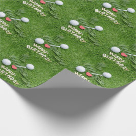 Papel De Presente Feliz aniversário para jogar golfe com amor e bola