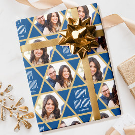 Papel De Presente Feliz Aniversário Personalizado Foto Estrela Azul