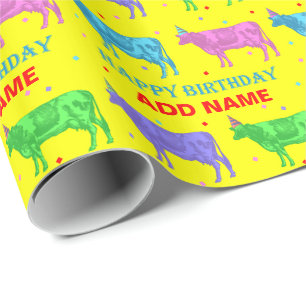 Papel De Presente Feliz Aniversário Pop Art Cows