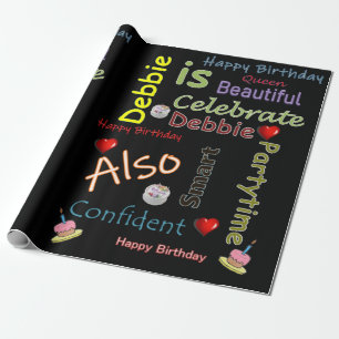 Papel De Presente Feliz Aniversário Presente Debbie