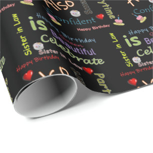 Papel De Presente Feliz Aniversário Presente Esfregando Papel Irmã n