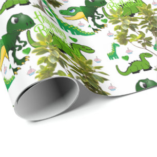 Papel De Presente Feliz Aniversário Presente Lavando Papel Dinossau
