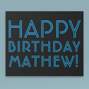 Papel De Presente Feliz Aniversário (QUALQUER NOME)   Azul e preto 