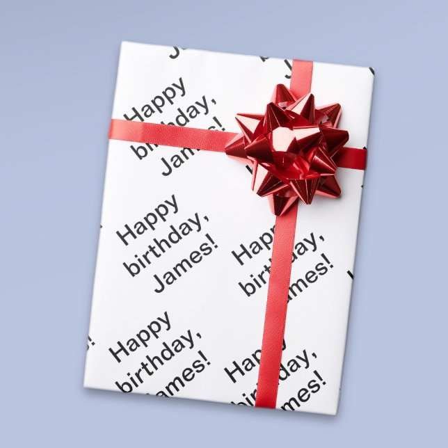 Papel De Presente Feliz aniversário repetitivo personalizável (qualq (Criador carregado)