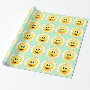 Papel De Presente Feliz Aniversário Sorrindo Cara