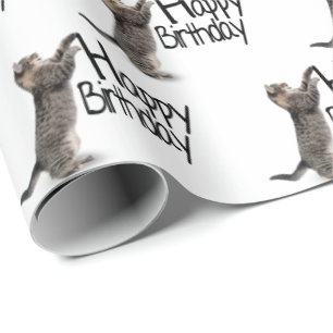 Papel De Presente Feliz aniversário Tabby Cat