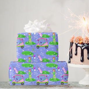 Papel De Presente Feliz Aniversário Tema Golfe Feminino