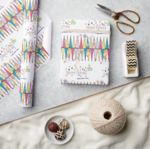 Papel De Presente Feliz Aniversário Wraping Paper FUN Cupcake
