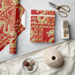 Papel De Presente Feliz Ano Novo Chinês padrão moderno asiático