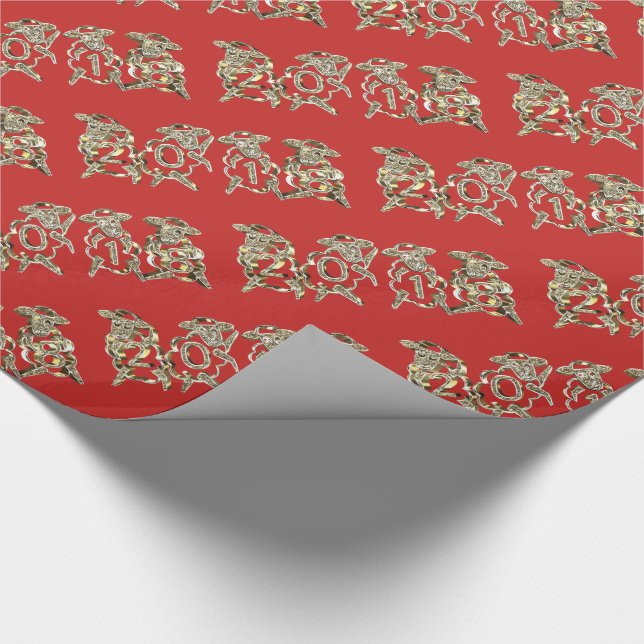 Papel De Presente Feliz ano novo Elegante Vermelho e Ovino Dourado 2 (Ponta)