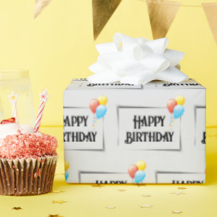 Papel De Presente Feliz Balões De Aniversário Nas Cinzas