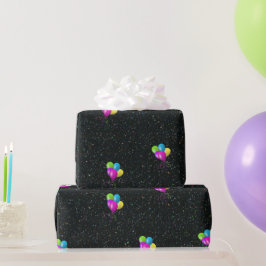 Papel De Presente Feliz Balões De Aniversário No Glitter