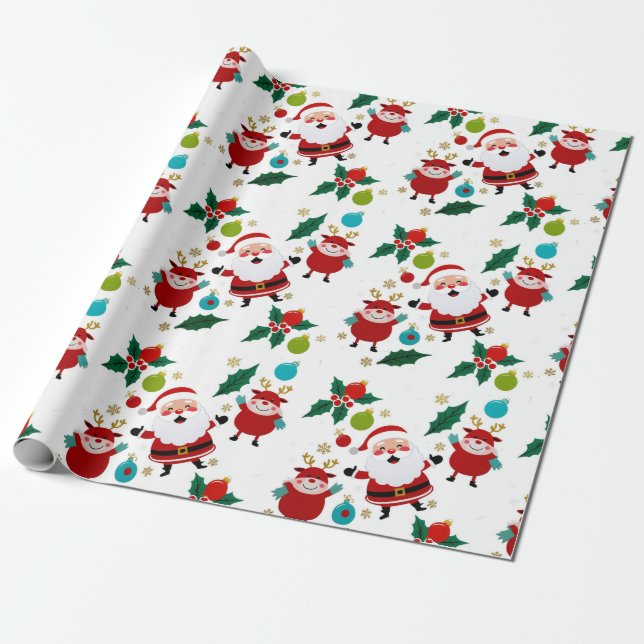 Papel De Presente Feliz boneco de neve com presentes no Natal (Desenrolado)