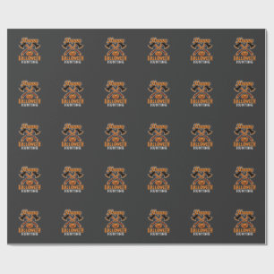 Papel De Presente Feliz Caça de Halloween Machados Cruzados Abóbora