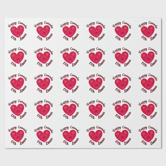 Papel De Presente Feliz Canadá D'Eh Heart, Sapo, Folhas de Maple (Aberto)