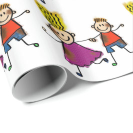 Papel De Presente Feliz Casal Engraçado Desenhando Cartoon de Dodle