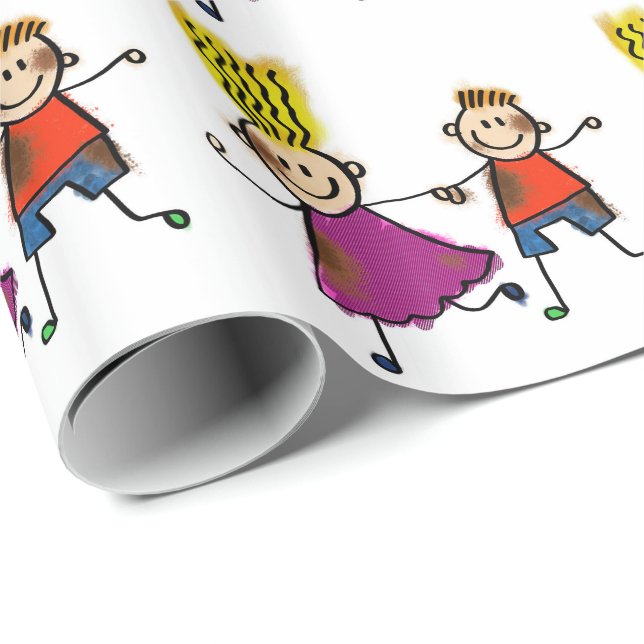 Papel De Presente Feliz Casal Engraçado Desenhando Cartoon de Dodle (Ponta do rolo)