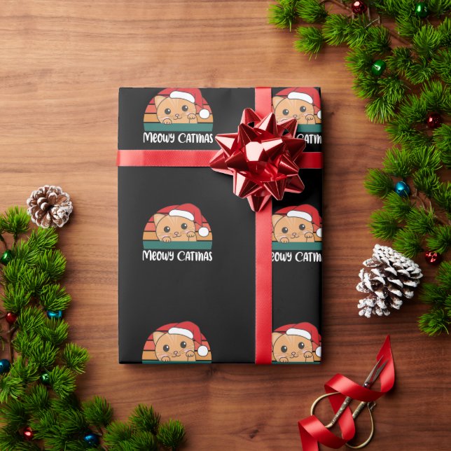 Papel De Presente Feliz Catmas Engraçado Cat Pun de Natal (Presente de Natal)