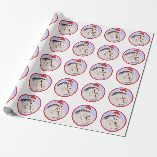 Papel De Presente Feliz Cavalo de Natal (Desenrolado)