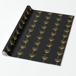 Papel De Presente Feliz cumprimentos de Hanukkah com o Ouro Menorah