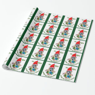 Papel De Presente Feliz de Natal Akita