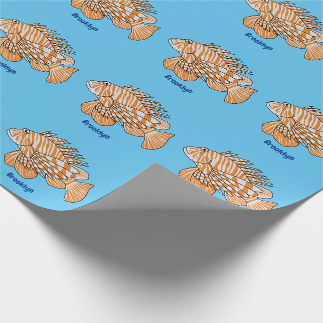 Papel De Presente Feliz desenho animado de lionfish (Ponta)