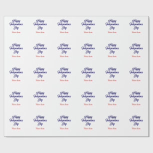 Papel De Presente feliz dia da independência nome vermelho azul amer
