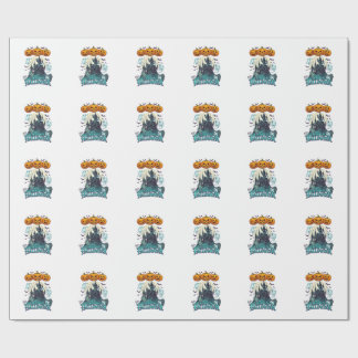 Papel De Presente Feliz Dia das Bruxas Castelo Assombrado Abóboras F