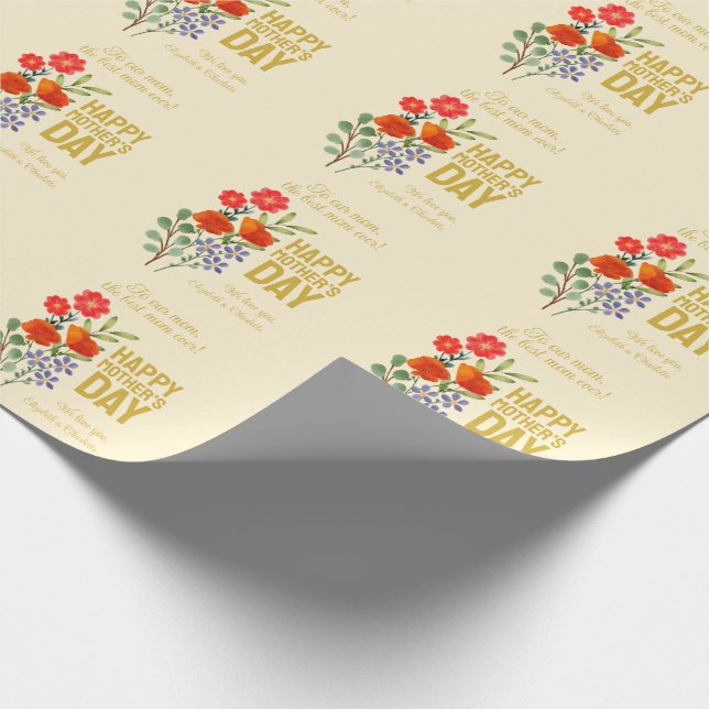 Papel De Presente Feliz Dia das Mães Flores Selvagens para a Nossa M (Ponta)
