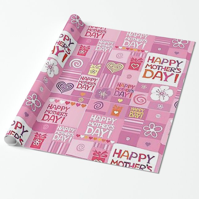 Papel De Presente Feliz Dia das Mães Padrão (Desenrolado)