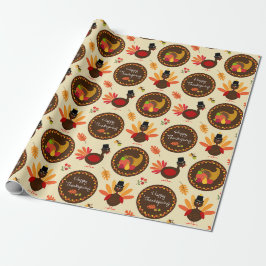 Papel De Presente Feliz Dia de Ação de Graças