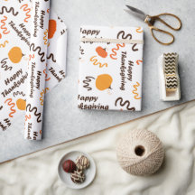 Feliz Dia de Ação de Graças Laranja Pumpkins Branc