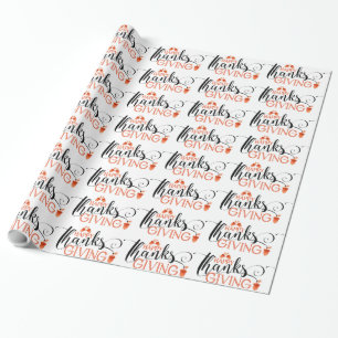 Papel De Presente Feliz Dia de Ação de Graças Padrão Design