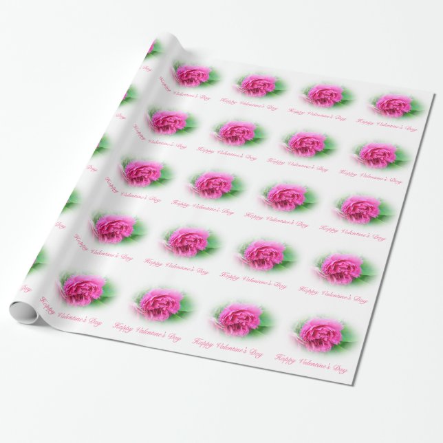 Papel De Presente Feliz dia de os namorados de rosa (Desenrolado)