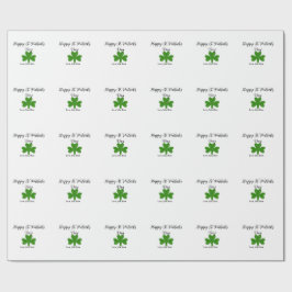 Papel De Presente Feliz dia de São Patrício trevo verde nome 