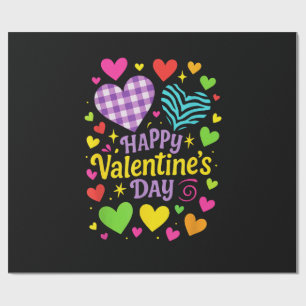 Papel De Presente Feliz Dia de São Valentim - Corações Amor