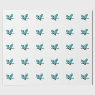 Papel De Presente Feliz dia dos namorados coração turquesa nome letr