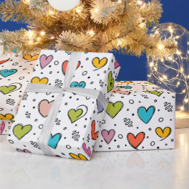 Papel De Presente Feliz dia dos namorados Corações coloridos 