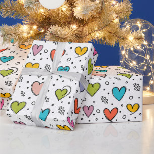Papel De Presente Feliz dia dos namorados Corações coloridos