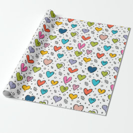 Papel De Presente Feliz dia dos namorados Corações coloridos 