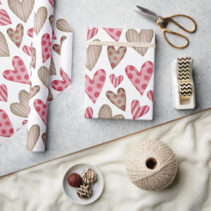 Papel De Presente Feliz dia dos namorados corações elegantes e color